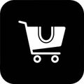 A white shopping cart icon on a black background Royalty Free Stock Photo