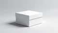A simple white square box with a lid sits on a light gray surface with a soft shadow packaging Royalty Free Stock Photo