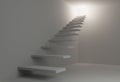 Simple white stair from floor to light with walls 3D illustration