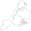 White map of boroughs of the New York City, USA Royalty Free Stock Photo