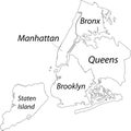 White map of boroughs of the New York City, USA Royalty Free Stock Photo