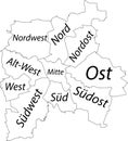 White map of districts of Leipzig, Germany Royalty Free Stock Photo