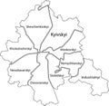 White map of districts raions of Kharkiv, Ukraine Royalty Free Stock Photo