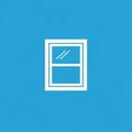 A simple white window icon is centered on a solid blue background. The window has Royalty Free Stock Photo