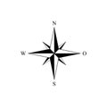 Simple Wind Rose Icon Vector in Black and White Color