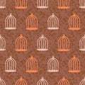 simple wired birdcages seamless vector pattern Royalty Free Stock Photo