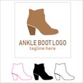 Simple women ankle boots shoes logo template