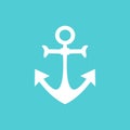 Simple and wonderful white anchor design on a blue background