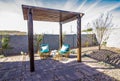 Wooden Arbor Over Back Yard Patio Furniture Royalty Free Stock Photo