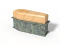 Simple wooden coffin on marble platform Royalty Free Stock Photo