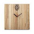 Simple wooden wall watch with owl - Square clock isolated
