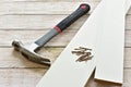 Simple workshop tools and lumber for handcrafted woodworking projects