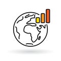Simple world with global warming chart icon Royalty Free Stock Photo