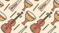 Simple World Instruments Seamless Pattern, Ethnic Melody, vector design Generative AI Royalty Free Stock Photo