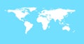 World map in white color on a light blue background. Royalty Free Stock Photo