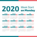 Simple 2020 year calendar