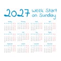 Simple 2027 year calendar