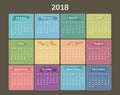 Simple 2018 year calendar