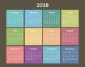 Simple 2018 year calendar