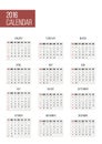 Simple 2016 year calendar