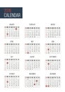 Simple 2016 year calendar template