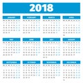 Simple 2018 year calendar