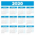 Simple 2020 year calendar