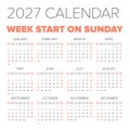 Simple 2027 year calendar