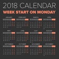 Simple 2018 year calendar