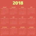 Simple 2018 year calendar