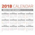 Simple 2018 year calendar