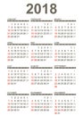 Simple 2018 year calendar