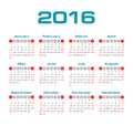 Simple 2016 year vector calendar