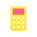 Simple yellow calculator with pink display 3d icon vector illustration Royalty Free Stock Photo