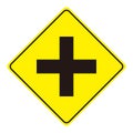 Simple yellow crossroads sign