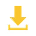 Simple yellow download button icon with a down arrow for a web or app user interface Royalty Free Stock Photo