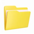 Simple yellow folder with documents 3D render on transparent background Royalty Free Stock Photo