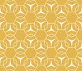 Simple yellow vector geometric seamless pattern with thin lines, hexagonal grid Royalty Free Stock Photo