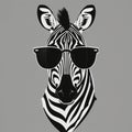 A simple zebra wearing glasses logo.