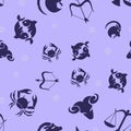 Simple zodiac signs seamless vector pattern Royalty Free Stock Photo