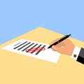 Man signing the document with denied stamp on it. Royalty Free Stock Photo