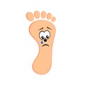 Unhappy crying foot cartoon vector character