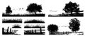 Scenic Silhouette Art of Grass and Wooden Fences