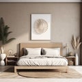 Simplicity in Rest Minimal Bedroom Interior with Home Decoration. AI Royalty Free Stock Photo