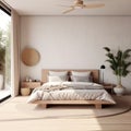 Simplicity in Rest Minimal Bedroom Interior with Home Decoration. AI Royalty Free Stock Photo