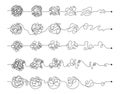 Simplification process tangled lines. From mess transition to clarity. Simple concept of problem solutions. Chaos and solving