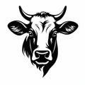 Simplified Black And White Cow Head Svg Cutout - Clean And Stylish Design Royalty Free Stock Photo