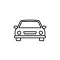 Simplified black and white line drawing of a car from a front view. Features include Royalty Free Stock Photo
