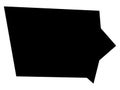 Simplified Black on White Map of USA Federal State of Iowa Royalty Free Stock Photo