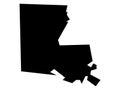 Simplified Black on White Map of USA Federal State of Louisiana Royalty Free Stock Photo